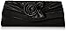 Damara Women's Satin Pleated Flower Front Evening Bag Clutch Handbag (Black)