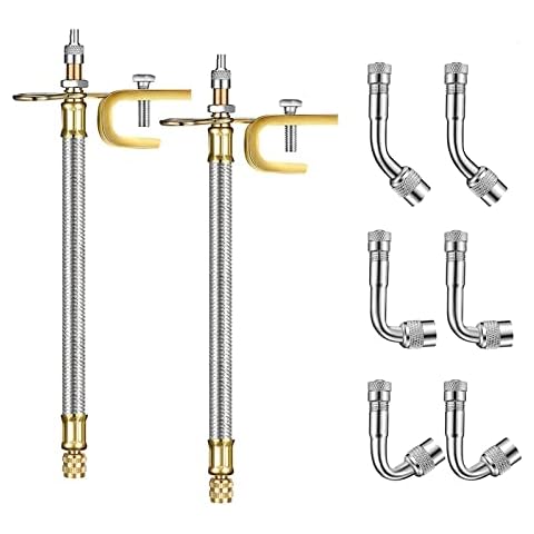ACCRETION 2 Pieces Valve Stem Extension Stainless Steel Tire Extender Braided Valve Stem Extender 6 Pieces 45 90 135 Degree Brass Valve Stem Extender Tire for Most Cars Truck (7 Inch) Cover