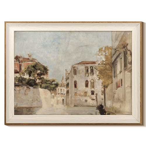 InSimSea Framed Canvas Wall Art Classical Cityscape Artwork Wall Decorations View of Venice Canvas Prints Bathroom Pictures Farmhouse Office Home Wall Decor 12x16In