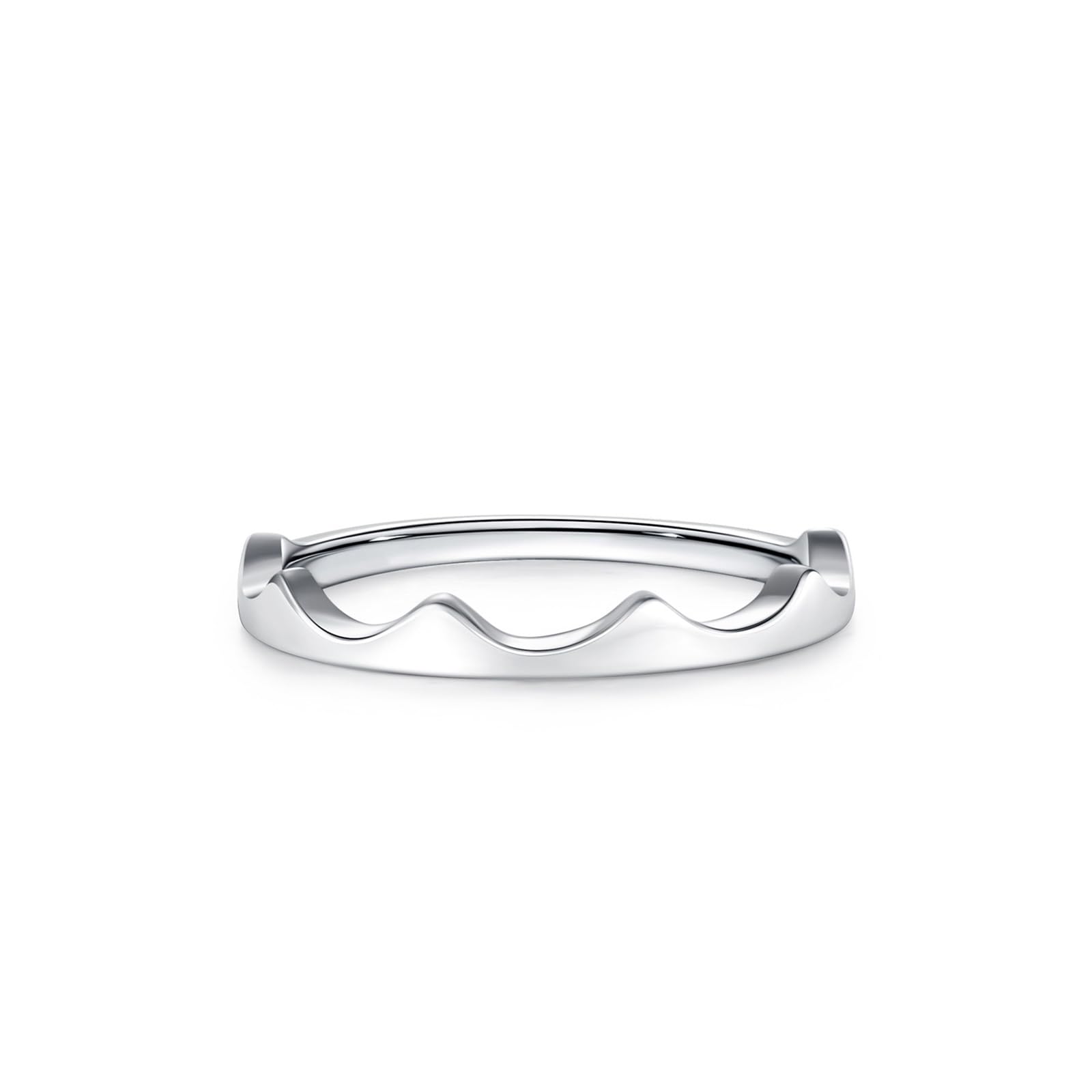 Crown - Anillo de platino para mujer, sin piedras preciosas, estilo ondulado, anillos de platino para compromiso, oro blanco 9/14/18 quilates y PT950 | Talla H 1/2-V 1/2