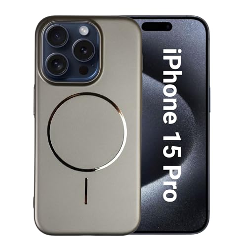 Image of AIBEX Ultra-Thin Mag-Saf Back Cover Case Compatible with iPhone 15 Pro| Slim Fit Scratch-Resistant Matte | Magnetic Wireless Charging | Microfibre Lining | Camera Protection (PC Material) - Titanium
