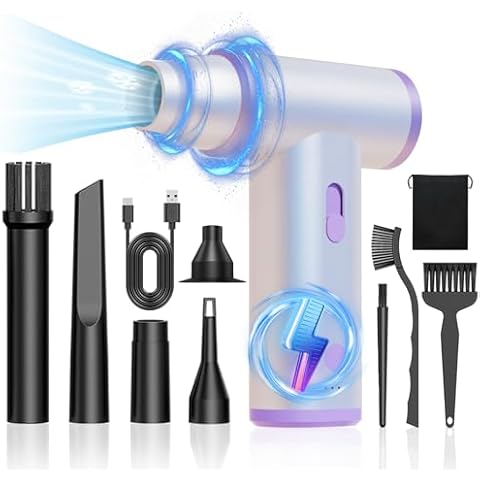 Compressed Air Duster,Mini Air Duster Metal Design Enhanced Powerful 250000RPM,Infinite Speed Adjustment Wind - Portable Air Duster,No Canned Air Duster,Electric Air Blower for Cleaning Keyboard&PC Cover