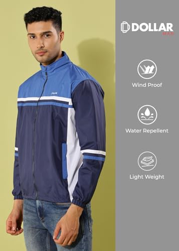 Image of Dollar Men's Polyester Colourblock Windcheater Jacket With Zipper Pockets
