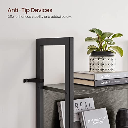 Vasagle 5-Tier Bookshelf, Storage Rack Shelf, Bookcase With Steel Frame, For Living Room, Entryway, Hallway, Office, Charcoal Gray + Black #TOP6