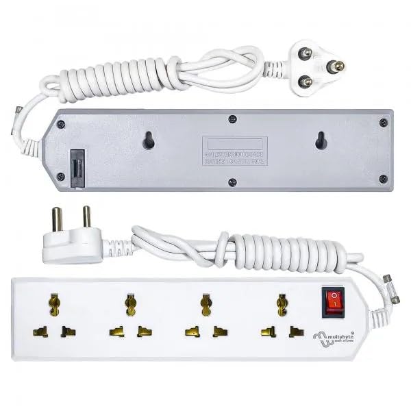 Image of Multibyte 4 Socket 1 Switch Power Saving Outlet Extension Board, High Speed, Fast Charging- Power Strip, Surge Protector, 4M Cable Shockproof Fire-Retardant, Multipurpose Use Spike for Home & Office