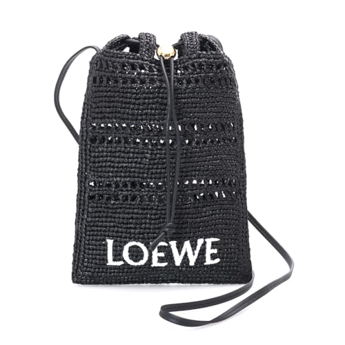 [ロエベ] ショルダーバッグ レディース ドローストリング ポケット アナグラム ラフィア素材 C756PHPX05 1100 ブラック [並行輸入品]