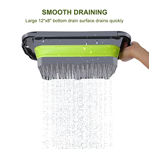 Qimh Colander Collapsible, Over Sink Silicone 9 Quart(8.5L) Extra Large Kitchen Strainers With Extendable Handles, Veggies, Fruit And Pasta Foldable Strainer, Bpa Free, Kitchen Essential #TOP4