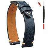 Gomvadr Cinturino per orologio in pelle a sgancio rapido, cinturino di ricambio in pelle di vitello italiano, per uomo e donna, 16 mm, 18 mm, 19 mm, 20 mm, 21 mm, 22 mm, 24 mm (21 mm, fibbia blu/nera)