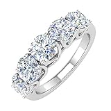 2 Carat 5-Stone Diamond Wedding Band Ring in 14K White Gold (Ring Size 7)
