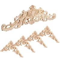 5 Stück Holz Ornamente Stuckleisten Wand Ornamente für Möbel Ecke Onlay Applique Möbe Geschnitzt Corner Holzornamente für Möbel 30 x 8 cm Holzschnitzerei Applikation