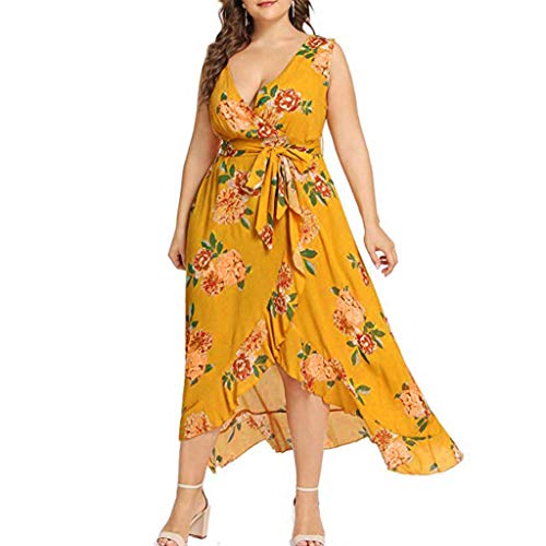 Womens Sexy Spaghetti Strap Deep V Neck Floral Boho Criss Cross Backless Chiffon Beach Party Long Maxi Dress Orange XXL