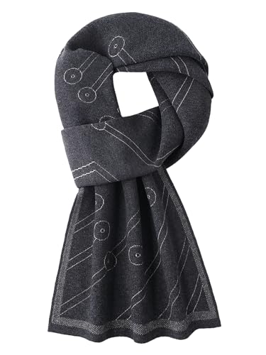 Écharpe en tricot pour homme style urbain gentleman gris foncé beige J04