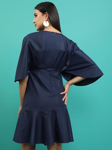 Image of Tokyo Talkies Women's Three-Quarter Sleeves V-Neck Solid Dresses | Stylish| Casual