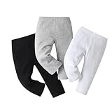 Baby Girl Leggings Solid Knitted Cotton Pants(Pack of 3) 3-6 Months