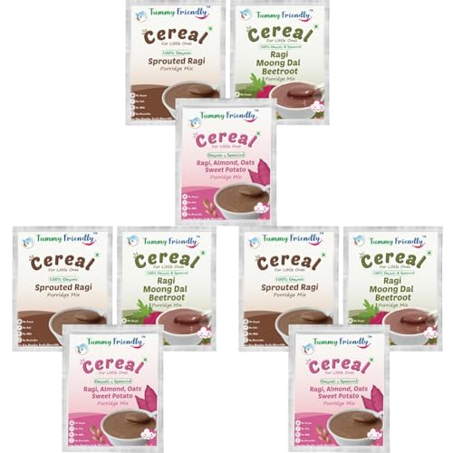 Image of TUMMY FRIENDLY Foods Certified Organic Ragi Porridge Mixes | Rich In Calcium, Fibre & Micro-Nutrients |9 Packs, 50G Each