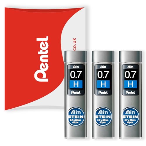 Pentel Ain Stein Mechanical Refill Leads - for Automatic/Mechanical Pencils - in Pentel Pillow Packaging (0.7mm H, Pack of 3)