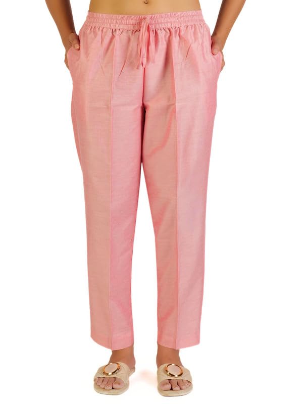 Image of Trouser Pants for Women,Stylish Trousers for Woman for Kurti Relaxed & Regular Straight fit Palazzo,Ethnic Bottom Formal Pants for Women Office wear Casual & Daily Use