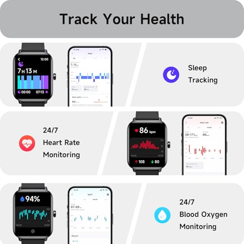Smartwatch Herren Damen mit Telefonfunktion,1.8" Smart Watch Fitnessuhr mit Whatsapp und Alexa,Herzfrequenz Schlafmonitor… – Ansicht 2