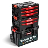 Kreher - Ensemble de 6 chariots à outils, taille XL, servante d'atelier, série ausQ-Brick avec de nombreux accessoires, l x p x h : 53 x 38 x 98 cm