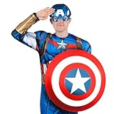 Marvel Captain America Official Adult 24-Inch Shield - 24-Inch Plastic Shield Accessory with Elastic Handles Multi