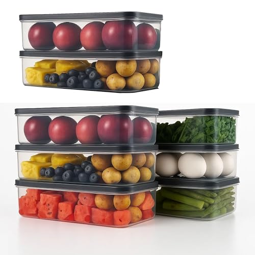 Image of Sulfar Air Tight Plastic Fridge Storage Containers Set for Kitchen (1200 ML, Pack of 8)