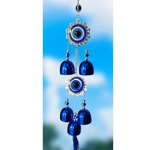 Image of Wind Chimes for Balcony, Home Positive Energy and Living Room Evil Eye Wind Chime for Bedroom, Outside, Door Entrance and Garden Outdoor Fengi Shui Vastu Bell Wall Hanging Home Decor Items