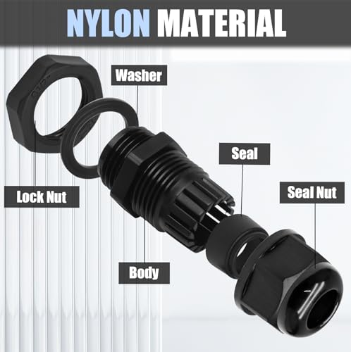 Prensaestopas de nailon regulables IP68 con conector de cable contra tirones 5