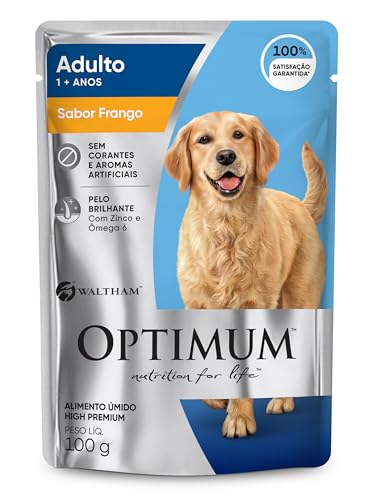 Pack Ração Úmida Optimum Sachê para Cães Adultos Frango 100 g - 36 unidadaes