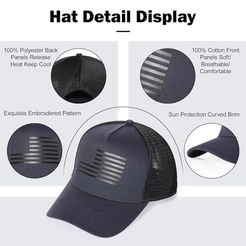 Image of Oversize XXL American Flag Trucker Hat | Big Heads, Adjustable Mesh Snapback, Baseball Cap, 3D Embossed Flag