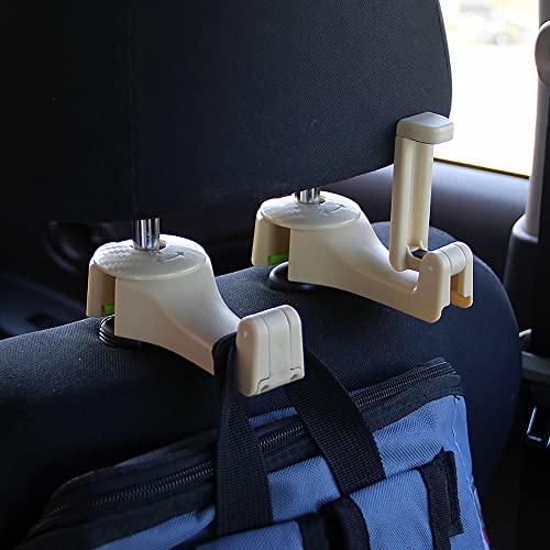 Dwarfoo 2 Pack 2 In 1 Car Seat Hooks With Phone Holder, Universal Multifunctional Car Vehicle Back Seat Headrest Mobile Phone Holder Hanger Holder Hook For Bag Purse Cloth Grocery #TOP5