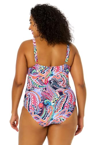 Women's Plus Size Paisley Parade V-Wire One Piece Swimsuit2