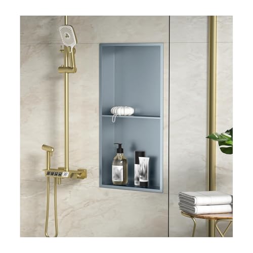 Étagère murale encastrée inox salle de bain sans carrelage avec système d'installation facile