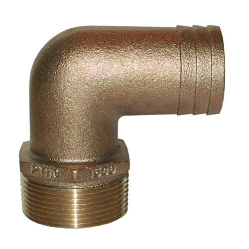 GROCO 1-1/2 pulgadas NPT x 1-1/2 pulgadas ID bronce 90 Grado Pipe to Hose Fitting Standard Flow Elbow