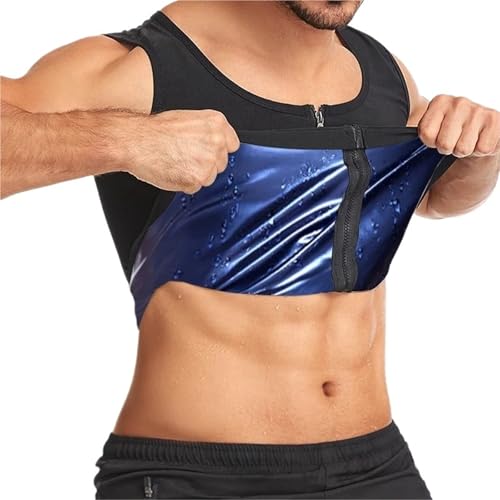 ZUXWUX Gilet de sudation Hommes Shaper Sauna Sweat gilet corps Shapers débardeurs argent taille formateur minceur Shapewear(Inner Blue,4XL 5XL)