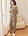 Ekouaer Womens Pajamas Set Waffle Knit Long Sleeve Lounge Set 2 Piece Pj Loungewear Sleepwear Khaki S