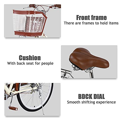 Classic Cruiser Bike Ladies Bicycles Look Good And Beautiful Princess Bikes 26 Inch Wheels Single Speed Retro Bikes Riding Outdoor Riding Cruiser Bikes (White, One Size) #TOP3