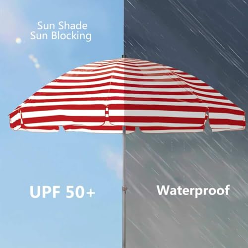 Sombrilla de playa portatil resistente al viento con 8 varillas fijas para exterior 3