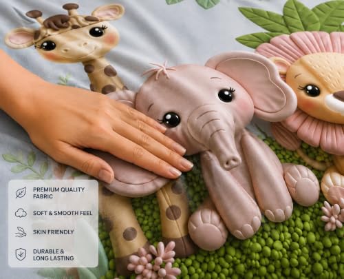 Image of DECORUM Premium Digital Kids Printed BEDSHEET (90 X 100) Inch with 2 King Size Pillow Covers - HIGH-Definition Design & Superior Comfort (Heavy Quality) BEDSHEET Pastel Jungle Friends