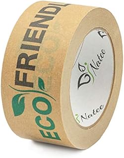 NATEE® Paper Packaging Tape | Fully Recyclable Tapes | Eco-Friendly Printed Kraft Paper for Packing Parcels and Boxes | Brown Paper Packaging for Moving House | Strong Sticky Roll 50m x 50mm | 1 Roll