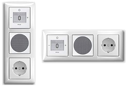 Busch Jäger Unterputz UP Bluetooth Radio 8217 U (8217U) Komplett-Set Balance SI alpinweiß + Lautsprecher + 20EUC-914 Steckdose + Radioeinheit in 3