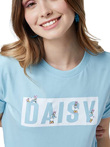 Image of The Souled Store|Official Daisy Duck: All About Me Women and Girls T-Shirts|Leeve|Regular fit Graphic Printed| 100% Cotton Blue Color Women T-Shirts T Shirt for Women Round Neck