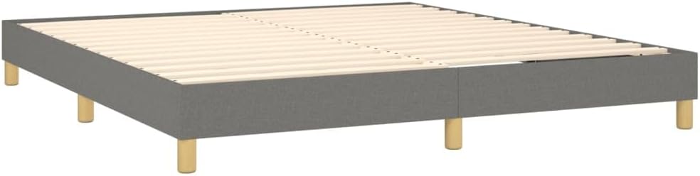 vidaXL Box Spring Bed Frame, Bedroom Furniture, Double Bed, Upholstered Platform Bed Frame, Mattress Foundation, Dark Gray 76"x79.9" King Fabric