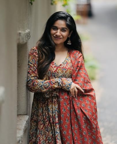 Image of Nermosa Women Printed Anarkali Kurta and Pant Set with Dupatta