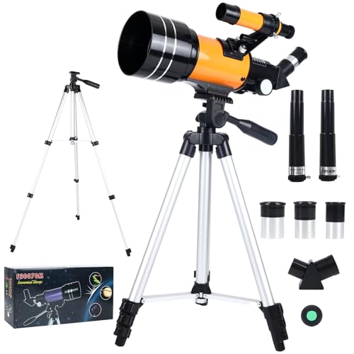 Telescopes for Kids & Beginners & Adult, Urtioty 70mm Astronomy Refractor Telescope with Adjustable Tripod for Sky Star Gazing