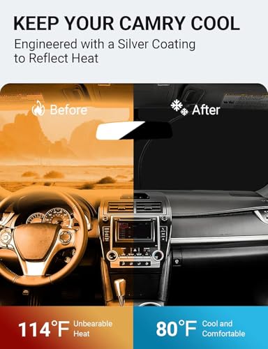 Image of Proadsy 2026 Upgrade Front Windshield Sun Shade Foldable Sunshade Protector Custom Fit 2013-2017 Camry LE XLE Hybrid SE XSE Sedan Accessories