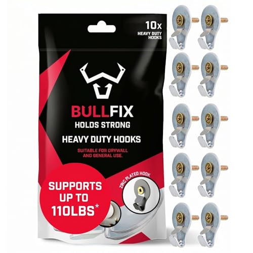 Image of Bullfix Hook - Heavy Duty Picture Hooks, Plasterboard Fixings, 10 Pack