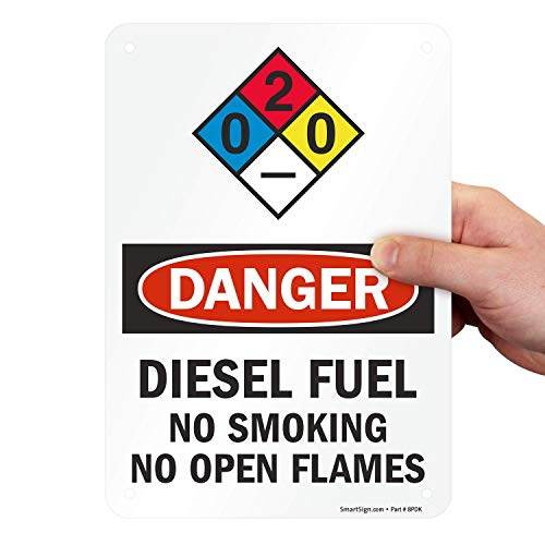 Panneau NFPA Danger Diesel en aluminium de 17,8 x 25,4 cm pour cuve de carburant