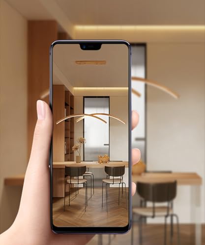 Suspension bois LED d'exception avec télécommande pour grand salon