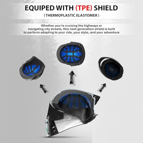 Image of Steelbird SBH-61 SXE X4 TPE ISI and Dot Certified Full Face Graphic Helmet for Men and Women with Inner Silver Sunshield (580 Medium MM, Glossy Black Red)