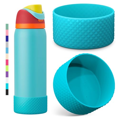 2PCS Diamond Silicone Boot for Owala Water Bottle 24 oz 32 oz 40 oz, Anti-Slip Protective Sleeve for Owala Twist,FreeSip and Flip Stainless Steel Water Bottle, BPA-Free, Dishwasher Safe, Accessories